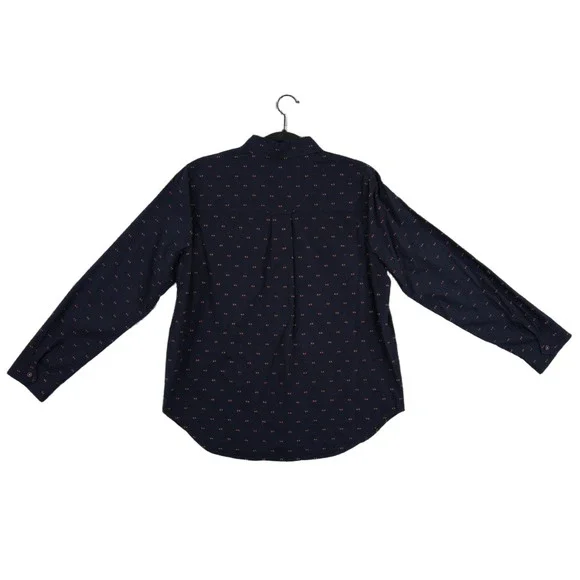 Maeve Anthropologie Top Women's Size 14 Navy Blue Embroidered Button Shirt - Picture 3 of 7
